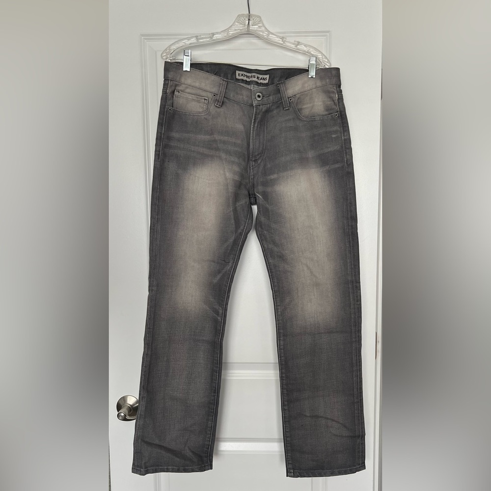 Express Kingston Boot Cut Mens Jeans Size 33x30 Gray Classic Fit